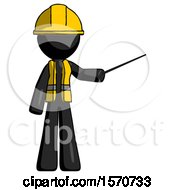 Poster, Art Print Of Black Construction Worker Contractor Man Teacher Or Conductor With Stick Or Baton Directing