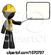 Poster, Art Print Of Black Construction Worker Contractor Man Giving Presentation In Front Of Dry-Erase Board