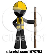 Black Construction Worker Contractor Man Holding Staff Or Bo Staff