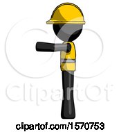 Black Construction Worker Contractor Man Pointing Left