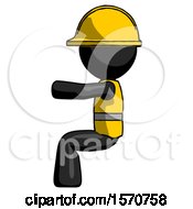 Poster, Art Print Of Black Construction Worker Contractor Man Sitting Or Driving Position