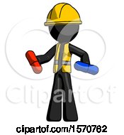 Poster, Art Print Of Black Construction Worker Contractor Man Red Pill Or Blue Pill Concept