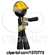 Poster, Art Print Of Black Construction Worker Contractor Man Presenting Something To His Left