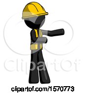 Black Construction Worker Contractor Man Presenting Something To His Left