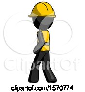 Poster, Art Print Of Black Construction Worker Contractor Man Walking Away Direction Left View