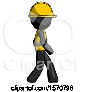 Poster, Art Print Of Black Construction Worker Contractor Man Walking Right Side View