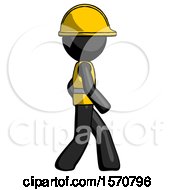 Black Construction Worker Contractor Man Walking Right Side View