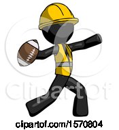 Black Construction Worker Contractor Man Throwing Football