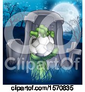 Poster, Art Print Of Rising Zombie Hand Holding A Soccer Ball In A Cemetery