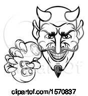Poster, Art Print Of Black And White Grinning Evil Devil Holding A Video Game Controller