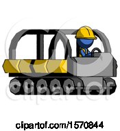 Poster, Art Print Of Blue Construction Worker Contractor Man Driving Amphibious Tracked Vehicle Side Angle View