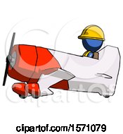 Poster, Art Print Of Blue Construction Worker Contractor Man In Geebee Stunt Aircraft Side View