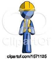 Blue Construction Worker Contractor Man Walking Front View