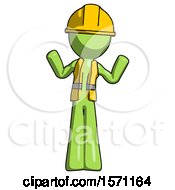 Poster, Art Print Of Green Construction Worker Contractor Man Shrugging Confused