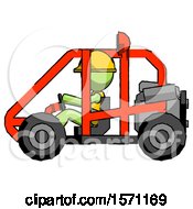 Poster, Art Print Of Green Construction Worker Contractor Man Riding Sports Buggy Side View
