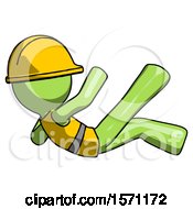 Poster, Art Print Of Green Construction Worker Contractor Man Falling Backwards