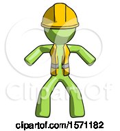 Poster, Art Print Of Green Construction Worker Contractor Male Sumo Wrestling Power Pose