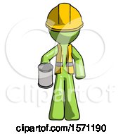 Poster, Art Print Of Green Construction Worker Contractor Man Begger Holding Can Begging Or Asking For Charity