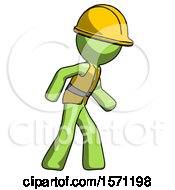 Poster, Art Print Of Green Construction Worker Contractor Man Suspense Action Pose Facing Right