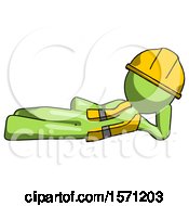 Poster, Art Print Of Green Construction Worker Contractor Man Reclined On Side