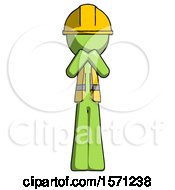 Poster, Art Print Of Green Construction Worker Contractor Man Laugh Giggle Or Gasp Pose