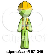 Green Construction Worker Contractor Man Walking Front View