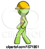 Poster, Art Print Of Green Construction Worker Contractor Man Walking Left Side View