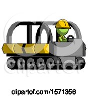 Poster, Art Print Of Green Construction Worker Contractor Man Driving Amphibious Tracked Vehicle Side Angle View