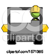 Poster, Art Print Of Green Construction Worker Contractor Man Driving Amphibious Tracked Vehicle Front View