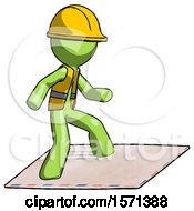 Poster, Art Print Of Green Construction Worker Contractor Man On Postage Envelope Surfing