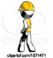 Poster, Art Print Of Ink Construction Worker Contractor Man Walking Away Direction Left View