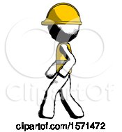 Ink Construction Worker Contractor Man Walking Left Side View