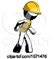 Poster, Art Print Of Ink Construction Worker Contractor Man Suspense Action Pose Facing Right