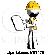 Poster, Art Print Of Ink Construction Worker Contractor Man Reviewing Stuff On Clipboard