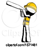 Poster, Art Print Of Ink Construction Worker Contractor Man Thermometer In Mouth