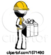 Poster, Art Print Of Ink Construction Worker Contractor Man Giving A Present