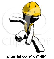 Poster, Art Print Of Ink Construction Worker Contractor Man Action Hero Jump Pose