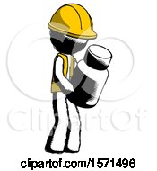 Ink Construction Worker Contractor Man Holding Glass Medicine Bottle