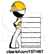 Poster, Art Print Of Ink Construction Worker Contractor Man Resting Against Server Rack