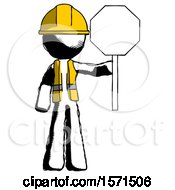 Poster, Art Print Of Ink Construction Worker Contractor Man Holding Stop Sign