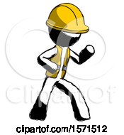 Ink Construction Worker Contractor Man Martial Arts Defense Pose Right