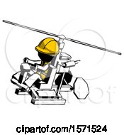 Ink Construction Worker Contractor Man Flying In Gyrocopter Front Side Angle Top View