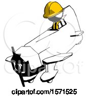 Poster, Art Print Of Ink Construction Worker Contractor Man In Geebee Stunt Plane Descending View