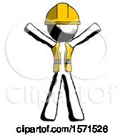 Poster, Art Print Of Ink Construction Worker Contractor Man Surprise Pose Arms And Legs Out