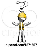 Poster, Art Print Of Ink Construction Worker Contractor Man With Question Mark Above Head Confused