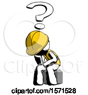 Poster, Art Print Of Ink Construction Worker Contractor Man Thinker Question Mark Concept