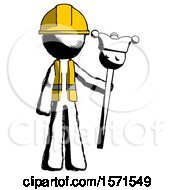 Poster, Art Print Of Ink Construction Worker Contractor Man Holding Jester Staff