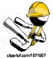 Poster, Art Print Of Ink Construction Worker Contractor Man Flying Ninja Kick Left