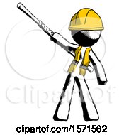 Poster, Art Print Of Ink Construction Worker Contractor Man Bo Staff Pointing Up Pose