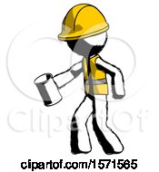 Poster, Art Print Of Ink Construction Worker Contractor Man Begger Holding Can Begging Or Asking For Charity Facing Left